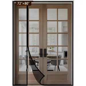 Reversible Side Opening Magnetic Screen Door for Sliding & French Doors Upgraded PETG Mesh Anti-Tearing Heavy Duty Strong Magnetic Pet and Kid Friendly Screen Door 74"x82"