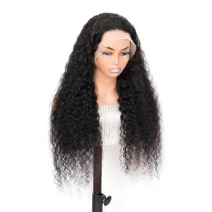 Water wave Human hair Lace front wig 180% Density 13X4 Transparent  100% Human hair lace frontal wigs Natural black Water wave Human hair replacement Customized 16 Inches to 30 inches Humanh hair lace wigs for women