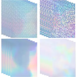 20 Sheets 8.5x11 Inch Printable Vinyl Holographic Sticker Paper, Self-Adhesive Waterproof for Inkjet & Laser Printer, Available in Diamond, Rainbow, Dots and Transparent Styles