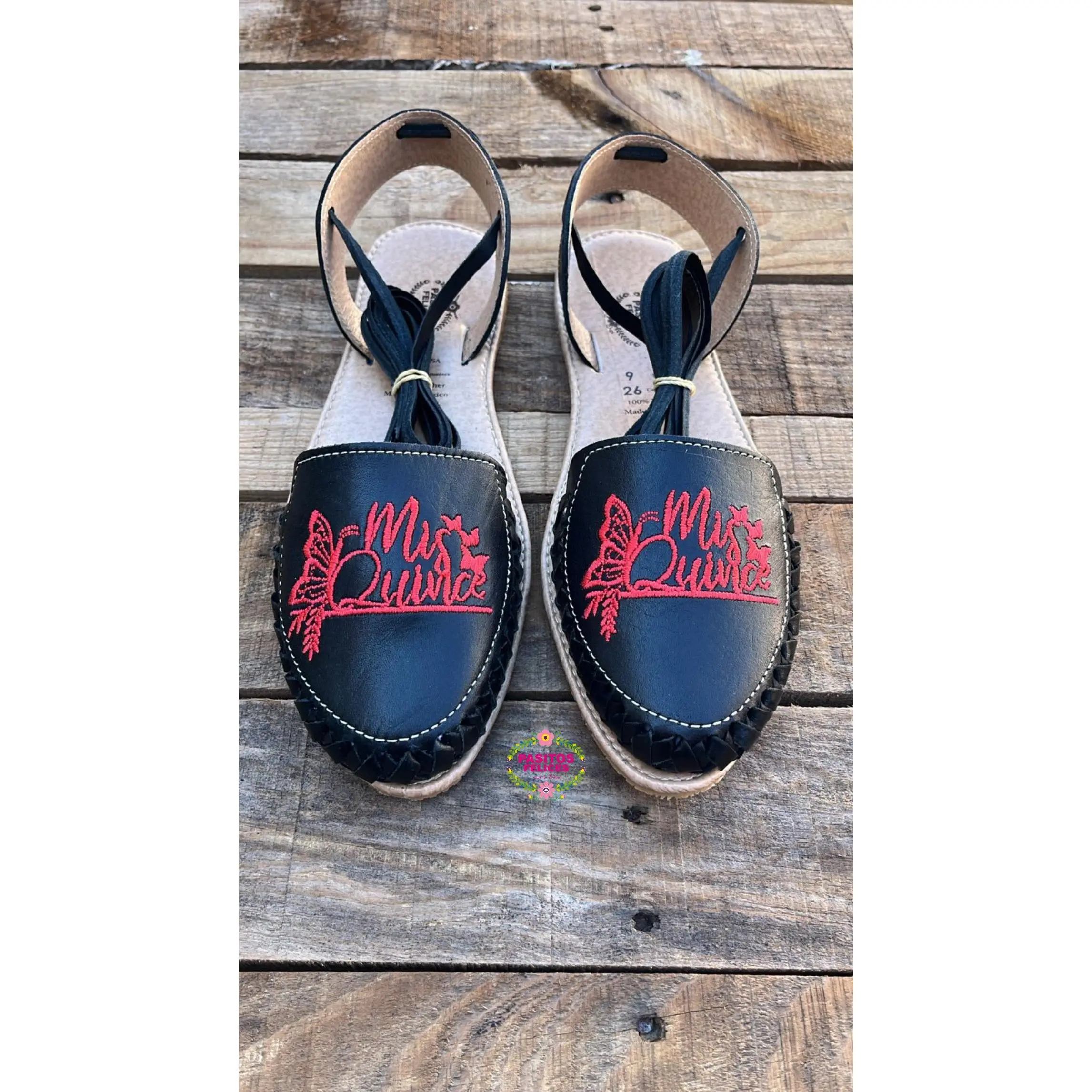 Red Butterfly Mis Quince - Black Lace Up Shoe Summer