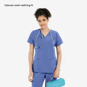 Kitmaz Women’s V-Neck Slim Fit Scrub Top – 3 Pockets