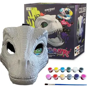 Hard plastic white Dino mask with 12 color paint set Furry Mask Dinosaur Mask Therian Mask Kit