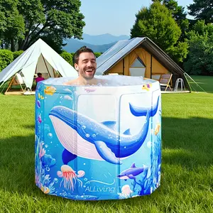 Portable Foldable Ice Bath Tub, Large Size 27.56*25.98 Inch, Fast Muscle Recovery, Home Outdoors Gyms, Quick Opening without Installation, No Water Leakage (Ice/Hot Universal) japanese soaker tub