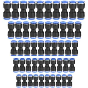 Straight Push Connectors, 4/6/8/10/12 mm Quick Release Plastic Push to Connect Fittings Kit, 50 count Air Line Fittings for 5/32 1/4 5/16 3/8 1/2 Tube