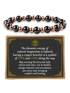 Pure Copper Magnetic Bracelet for Women, Magnetic Bracelets for Men 99.9% Pure Copper Bracelets with 3800 Gauss Magnets, Arthritis Relief & Health Jewelry as Gifts Ideas, Beaded Bracelets