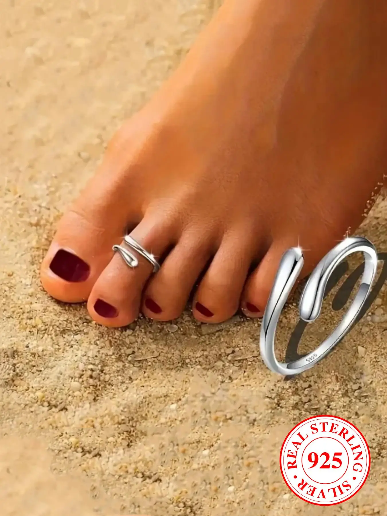 S925 Sterling Silver Adjustable Toe Ring for Women & Girls, Fashionable Foot Jewelry for Party, Daily Decor, Trendy All-match & Exquisite Jewelry for