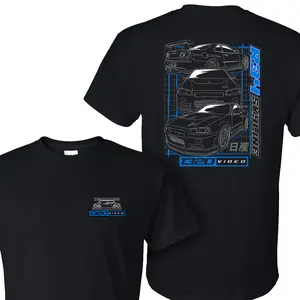 1320Video R34 Blueprint T-Shirt – JDM Skyline Car Tee, Street Racing Fashion