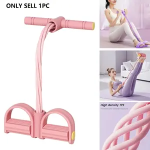 Pilates resistance band with pedals - ankle puller, Exercise bands, suitable for core, arm and leg training, multi-functional fitness band for yoga stretching and abdominal training, portable home fitness equipment with soft grips