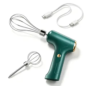 Mini handheld mixer, wireless electric hand mixer for home use, USB rechargeable hand whisk, comes with 2 detachable mixing rods, 3 speed modes, suitable for kitchen baking