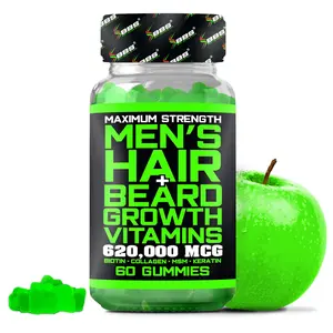 Best Beard Stuff Biotin Gummies for Beard & Hair Growth – Maximum Strength 620,000mcg Biotin with Collagen, MSM, Keratin & Bamboo Extract