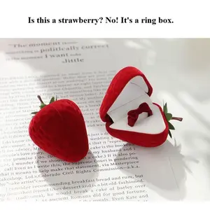 Strawberry ring box Children's cute jewelry box Flocking storage box Gift box Jewelry box