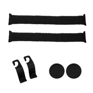 Ragnify Car Seat Gap Filler Bundle - 2 Premium Seat Gap Fillers & 2 Car Cup Coasters & 2 Seat Headrest Hooks - Seamlessly Bridge Gap & Stay Organized