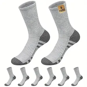 6 Pairs Performance Breathable Sports Socks,Athletic Crew Socks Set,Cushion Running Socks for Men Women,Home Outdoor Fitness Yoga,Christmas Party Gifts,Hand Tools Kits