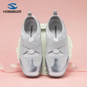 HOBIBEAR Retro Mary Jane Ballet Shoes for Women with Metal Color-Block Cross Straps, Casual Shoes