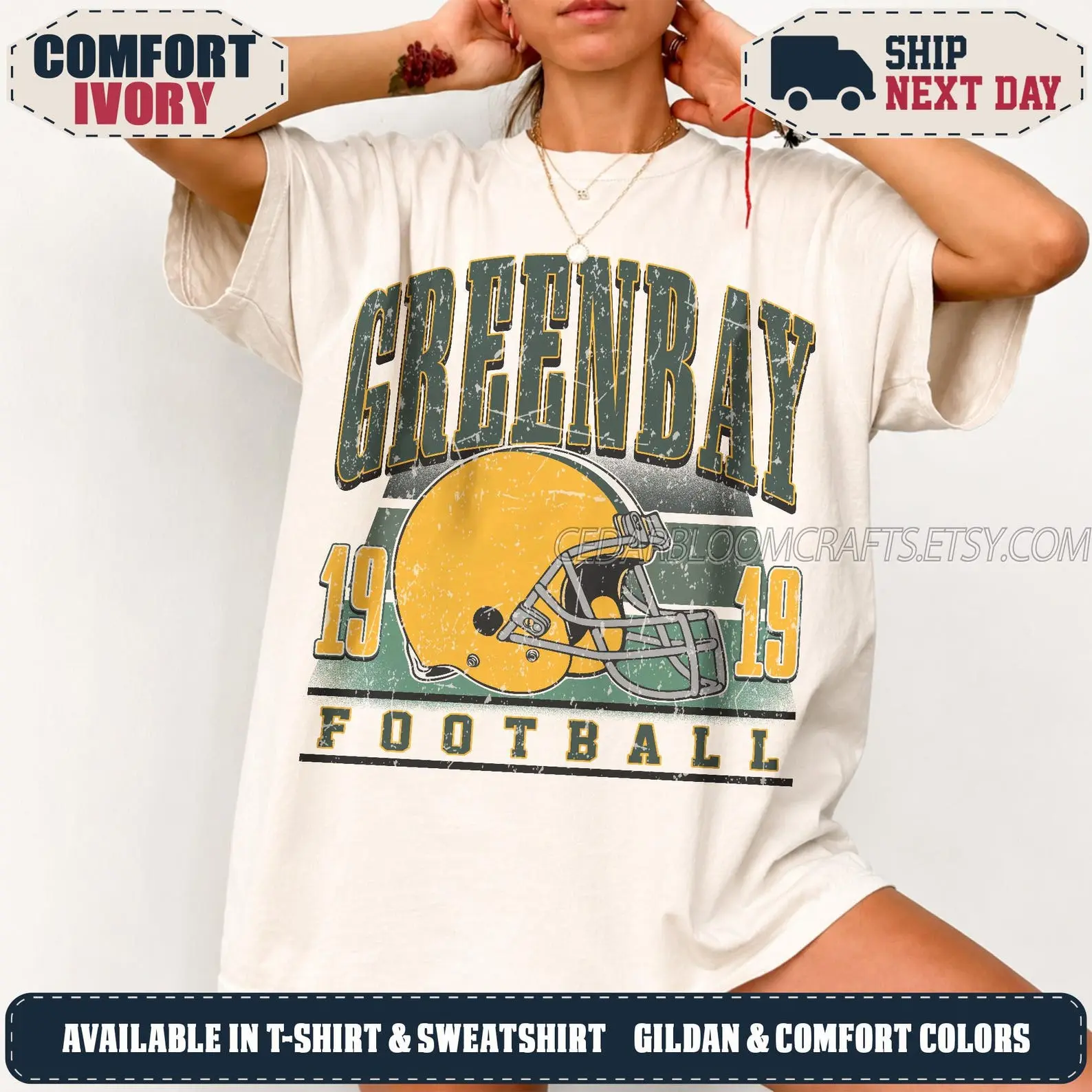 Comfort Colors Green Bay Football Vintage Shirt, 90s Retro Graphic Tee, Game Day Oversized T-Shirt, Comfort Colors Sweatshirt, Football Fan