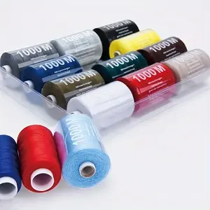 12pcs sewing cone thread 1000m 100% polyester, sewing machine thread, household DIY sewing supplies, a variety of dark color combinations