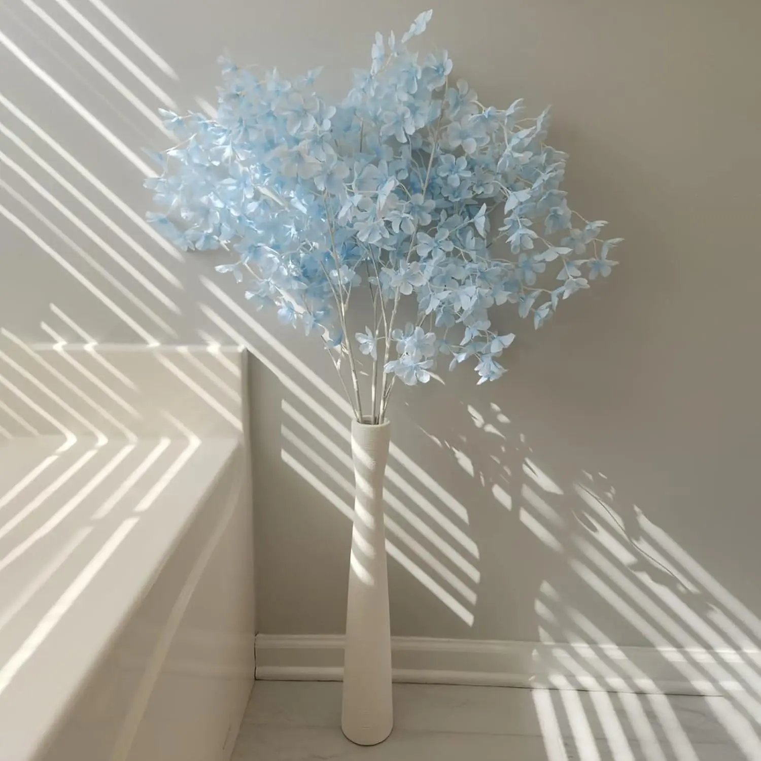 Flower Vase 16.5'' Tall White Ceramic Vase,Pampas Grass Vases,Modern Home Decorations,Handmade Brushed Skinny Floor Vases for Decor Living Room,Table,Fire Mantel,Entryway,White 40cm