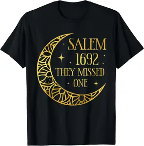 Cotton Salem 1962 You Missed One Halloween Feminist Witch Trials T-Shirt Short Sleeve Crew Neck Top for Summer, Casual Streetwear, Halloween Gift Womenswear Chic Men's Comfy