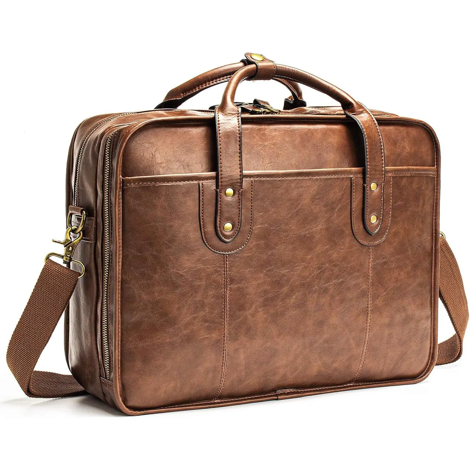 Leather Briefcases for Men 15.6 Inch Business  Bag Laptop Bag for Men Water Resistance Travel Messenger Bag | Leather, 15.6 Inch, Business, Water Resistance, Travel
