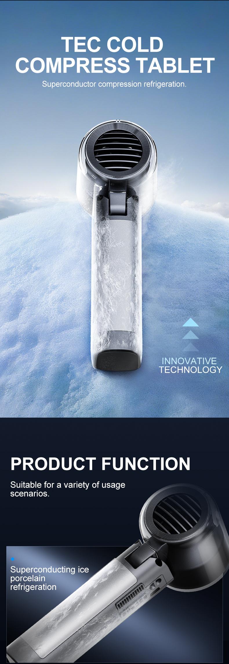 2026 New 5-in-1 High-Speed Handheld Fan, Portable Folding Cooling Fan with Ice Compress, 16°C Instant Cooling Turbo Fan, LED Display, Rechargeable Personal Fan for Travel & Outdoor