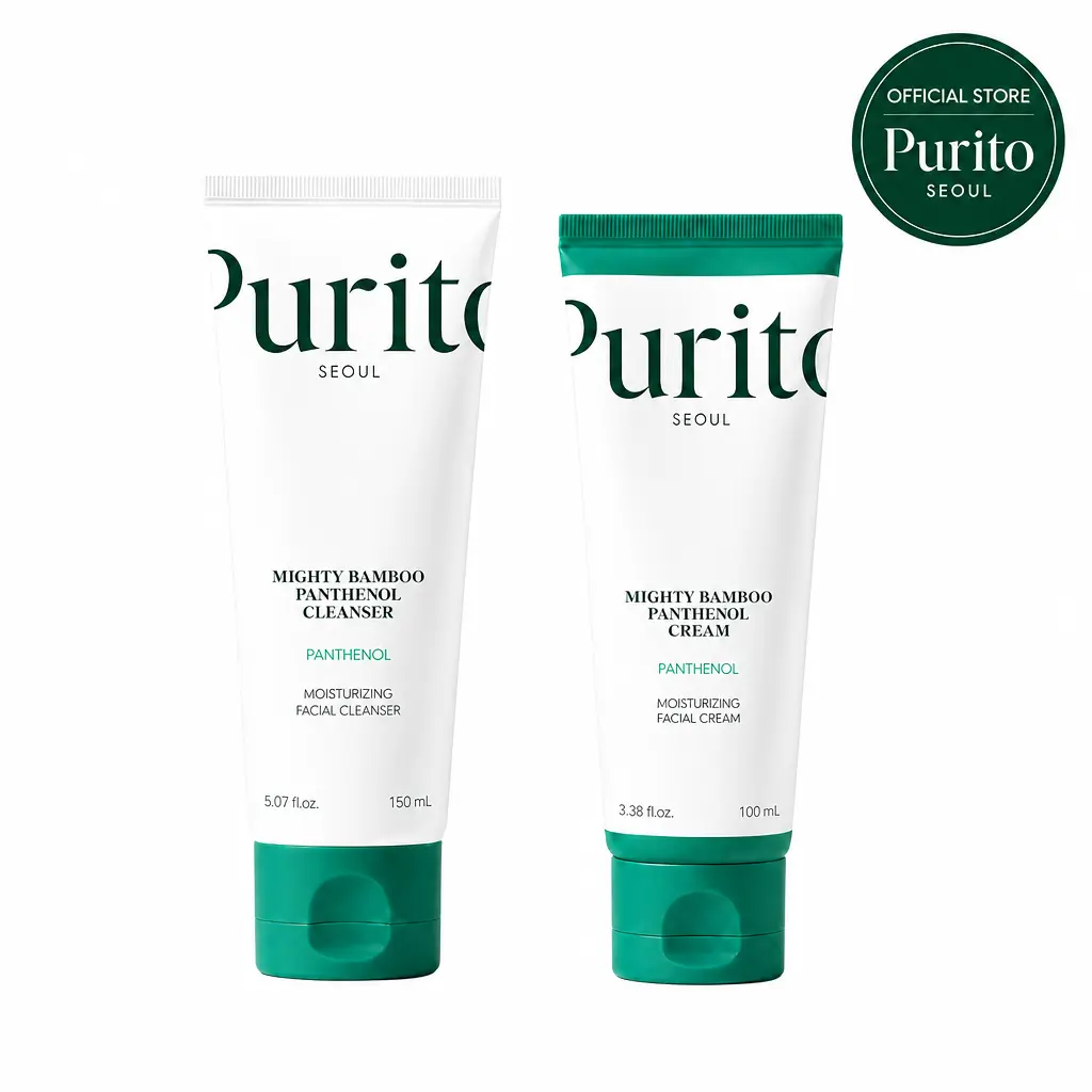 [Purito Official] Panthenol Barrier Care Duo for Sensitive Skin | Panthenol Cleanser + Panthenol Cream | Vegan Korean Skincare