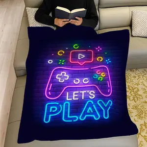 Cool Gaming Theme Blanket, Colorful Decorative Throw for Room, Perfect for Sofa Bed Office Dorm Camping, Gift for Couples Family Pets
