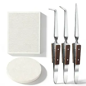 Professional Jewelry Soldering Kit  3Pcs Self-Closing Reverse Tweezers & 2Pcs Ceramic Soldering Boards for Gold Silver Repair & DIY Jewelry