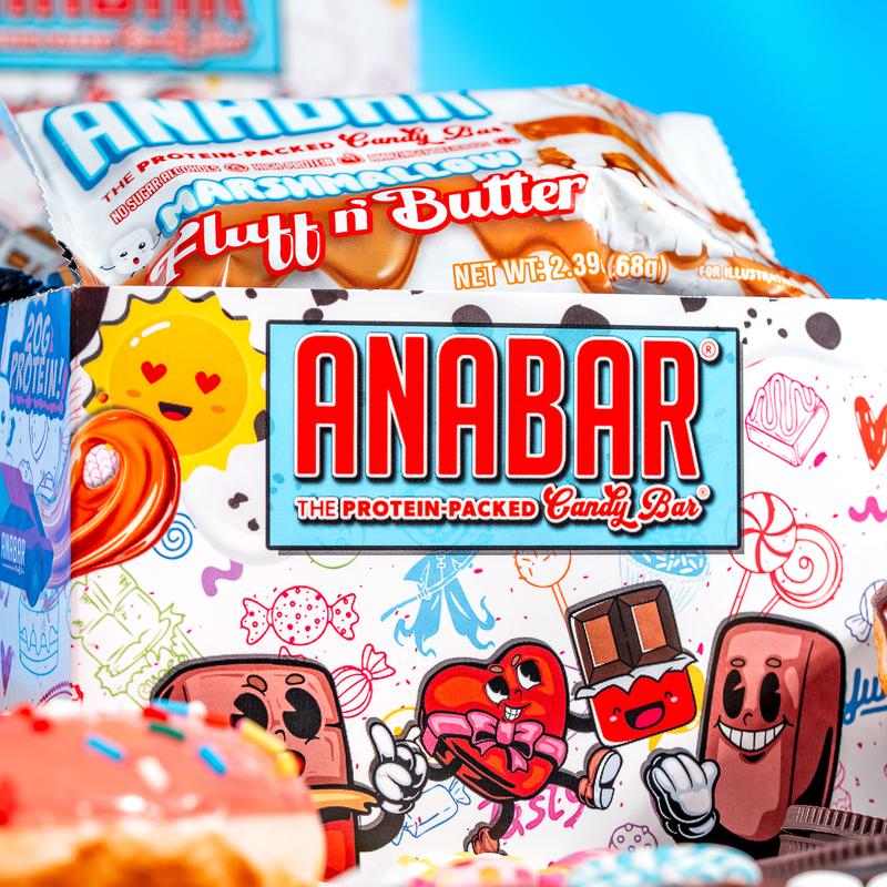 Anabar Variety Pack - 12 Pack/6 Flavors - Best Tasting Protein Bar With 20g Protein & No Sugar Alcohols - Candy Bar Flavor With Protein Bar Nutrition - Snack