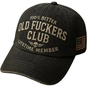 Old Fuckers Club Baseball Cap Funny Men's 100% Bitter Lifetime Member Patriotic Anniversary Hat with American Flag Patch
