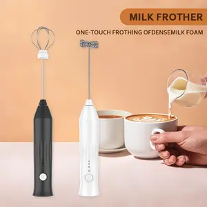 Electric Powerful Milk Frother, Stainless Steel Mini Handheld Milk Frother, Rechargeable Drink Mixer for Coffee, Latte, Cappuccino, Matcha