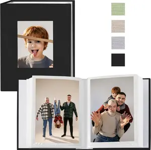 4X6 Small Photo Album Photos Book, Linen Cover Photo Album, 50 Page Holds 100 Pictures, Photobook for Anniversaries Vacations, Black Sprsthai