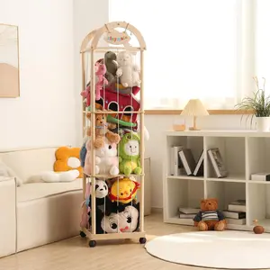 Stuffed  Storage & Organizer, 61" High Wooden Zoo  Holder for  Rooms, Playrooms & Bedrooms