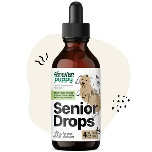 Senior Dog Drops - Immune, Thyroid & Cognitive Support for Elderly Dogs of All Breeds & Sizes - Antioxidant Support for Older Pets - Vitamins and Supplements for Senior Wellness - 4 oz
