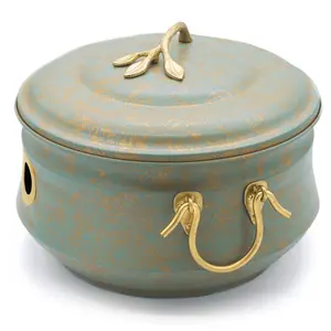 Sedona Hose Pot with Lid, Brass Accents