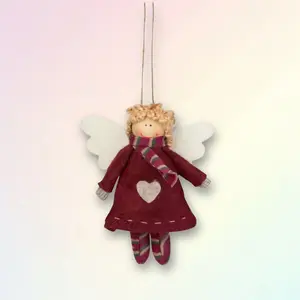 NORTHLIGHT 4.25" Hannah  Holiday Angel Christmas Ornament - Red/Whe