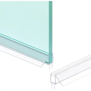 Shower Door Bottom Seal Strip, 2 count Seal Strip, Ultra Clear PVC, 36" Length, Fits 6mm Thick Glass, Prevents Leaks, Easy Installation, No Adhesive Required (Ultra Clear, 36in for 1/4"(6mm) Door)