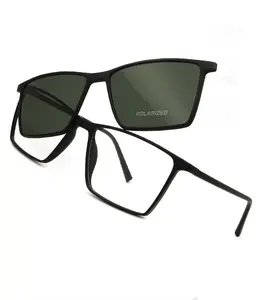 TR90 Ultralight Square Polarized Sun Glasses for Men Prescription Eyeglasses Frame Myopia Magnet Clip on Sunglasses Women UV400 ESNBIE