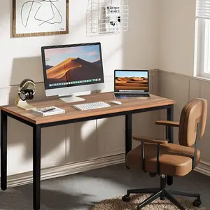 24X63 inches Computer Desk/Dining Table, Office Desk, Composite Wood Board Sturdy Writing Workstation for Home Office Walnut and Black Legs