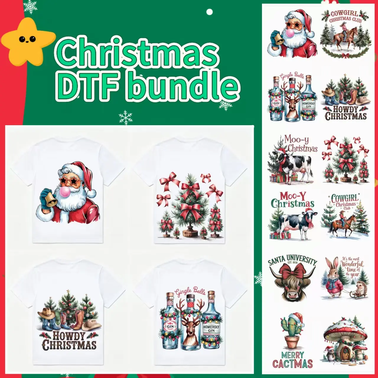 [youyou]DTF Heat transfer for shirt chrismas