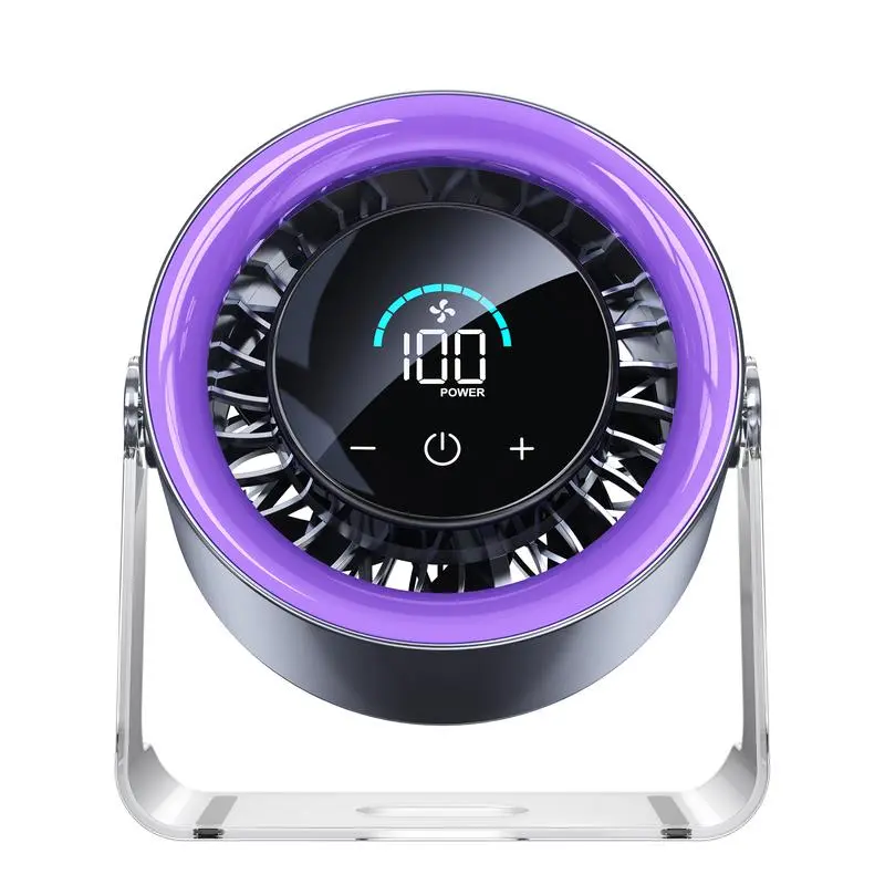 Small Desk Fan, Ultra-Quiet Desktop Air Circulator.- 100-Speed Digital Display, Low Noise, Rechargeable Battery, Dual Modes Adjustment, Travel Office Essentials,dorm essentials,home essentials