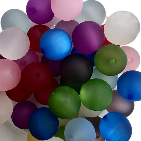 Frosted Cat Eye Beads 40-Piece 15.5mm Multicolor Assorted Round Beads, Bulk Mix for Crafting, DIY Jewelry, Decoration, Charms & Accessories. Vibrant Colors: Red, Blue, Green, Purple, Pink, Yellow.