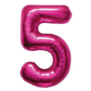 34 In. Pink Number 5 Balloon