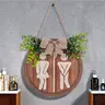 Bathroom Front Door Sign Funny Wreaths Hanging Wooden Plaque Decoration Round Rustic Farmhouse Wall Art Decor for Home Porch Bathroom 9x9 Inch