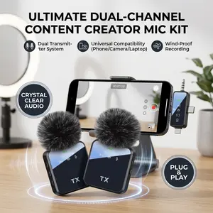 Wireless Lapel Microphone 3-in-1 Multi-device Compatibility 328ft Range Clear Audio for Live Stream