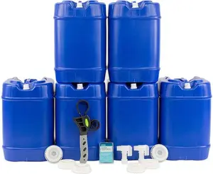 Legacy 5-Gallon Stackable Water Tank Set of 6 with 2 Spigots & Treatment for Emergency Water Storage BPA-Free Food Grade Plastic Portable & Easy to Fill