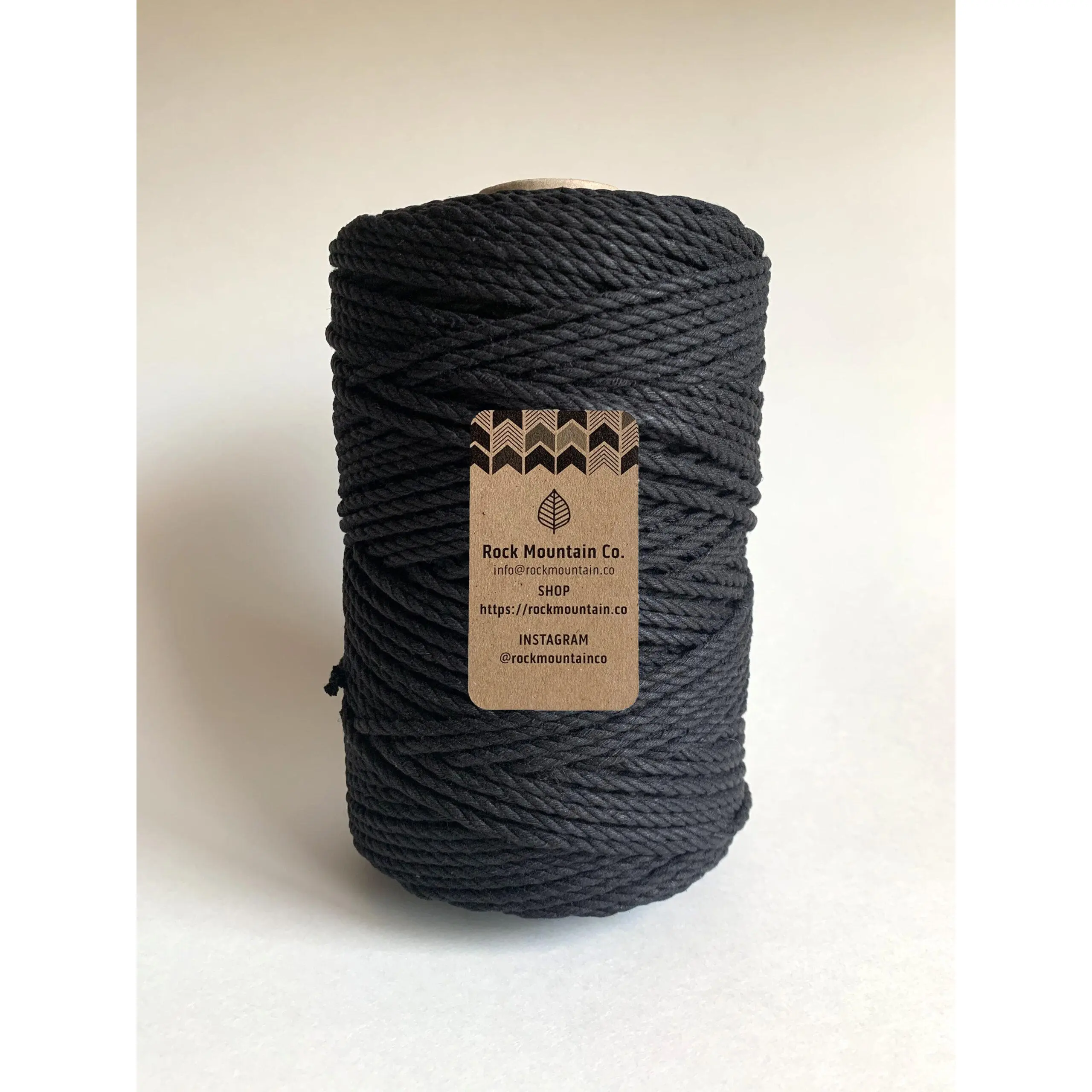 4mm 3 Ply Macrame Cord 3 Strand Twisted Cotton Craft Rope - Black Fiber Art String