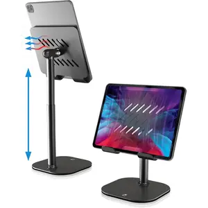 TabHolder, 7-10" Height Adjustable Tablet Stand,  iPad Stand for Desk, 270? Tilt iPad Holder for Desk, Tablet Holder, 15.6-17" Portable  Support (Black)