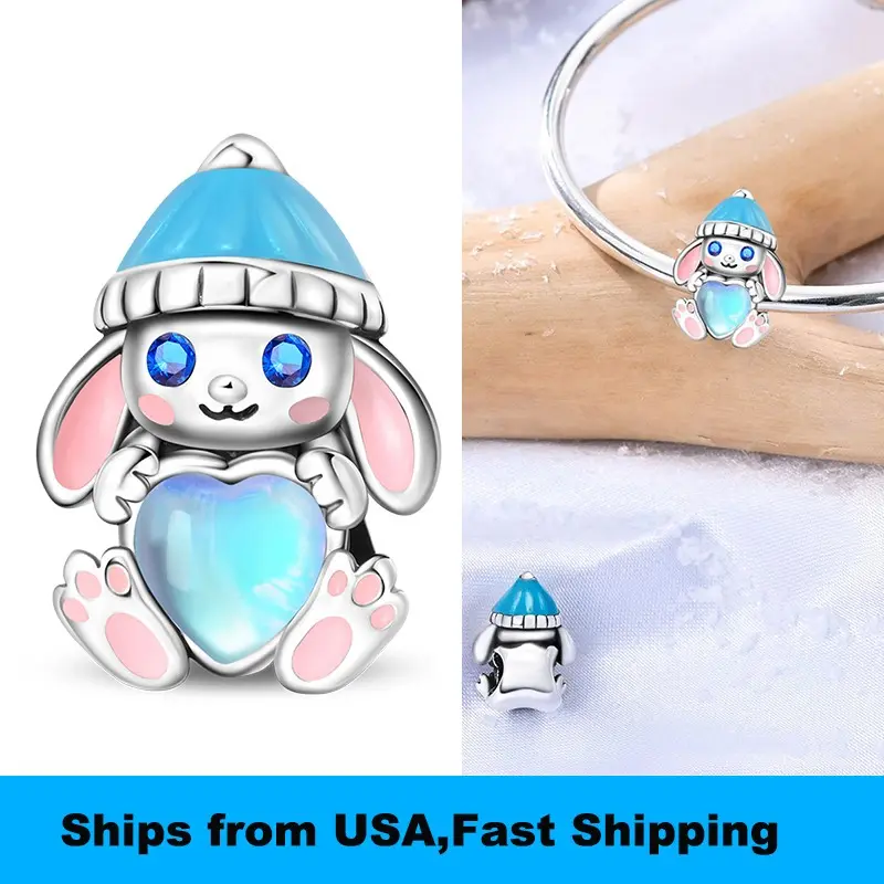 Women's 1-Piece Love Rabbit Bead DIY Pendant - Nickel & Cadmium-Free, 100% Sensitive Skin-Safe - 3mm Bracelet & Necklace Compatible - Ideal Birthday Gift Ideas, Valentines Day Presents, Charms & Pendants, Compatible With 3Mm Bracelets, Lead, Nickel (Metal
