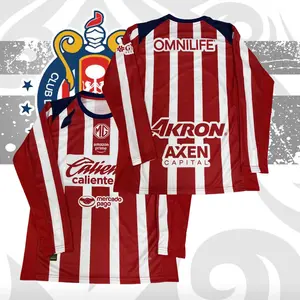 25 26 LIGA MX Chivas de Guadalajara Home Soccer Jersey Mexico League Fans Version Long Sleeve Jersey Quick Dry Football Jersey