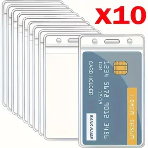 10pcs Waterproof Transparent ID Card Holder Case Card Slot, Plastic Business Credit Card Protector Cover for Women & Men Daily Use